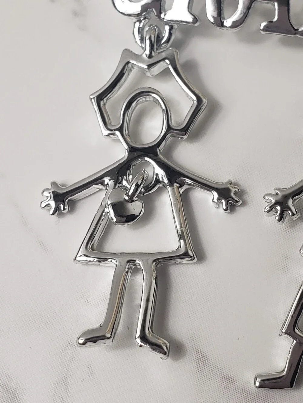 Vintage GRANDMA Silver-tone Dangling Brooch Pin